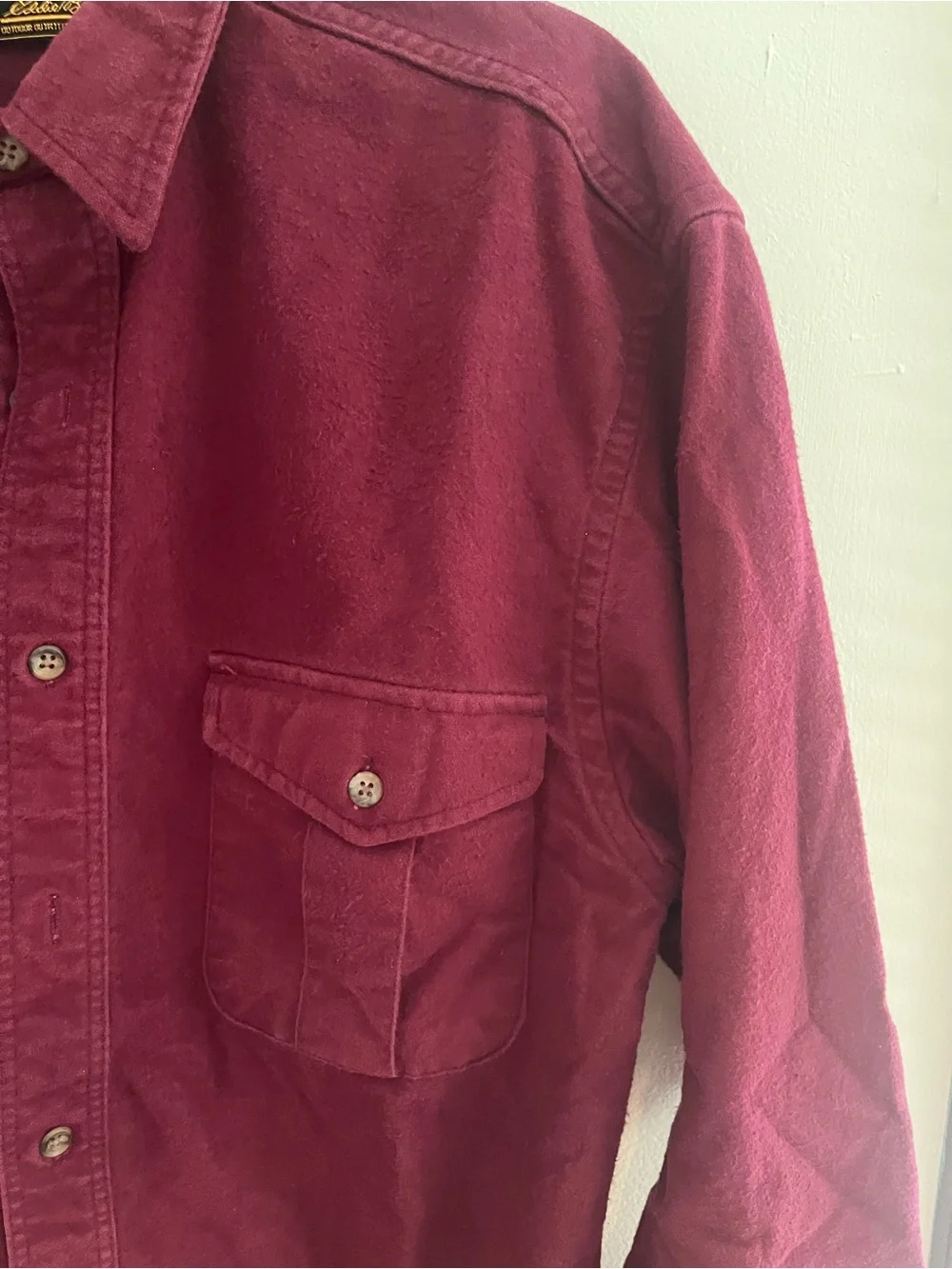 Vintage Eddie Bauer Maroon Heavy Chamois Flannel Shirt Size M